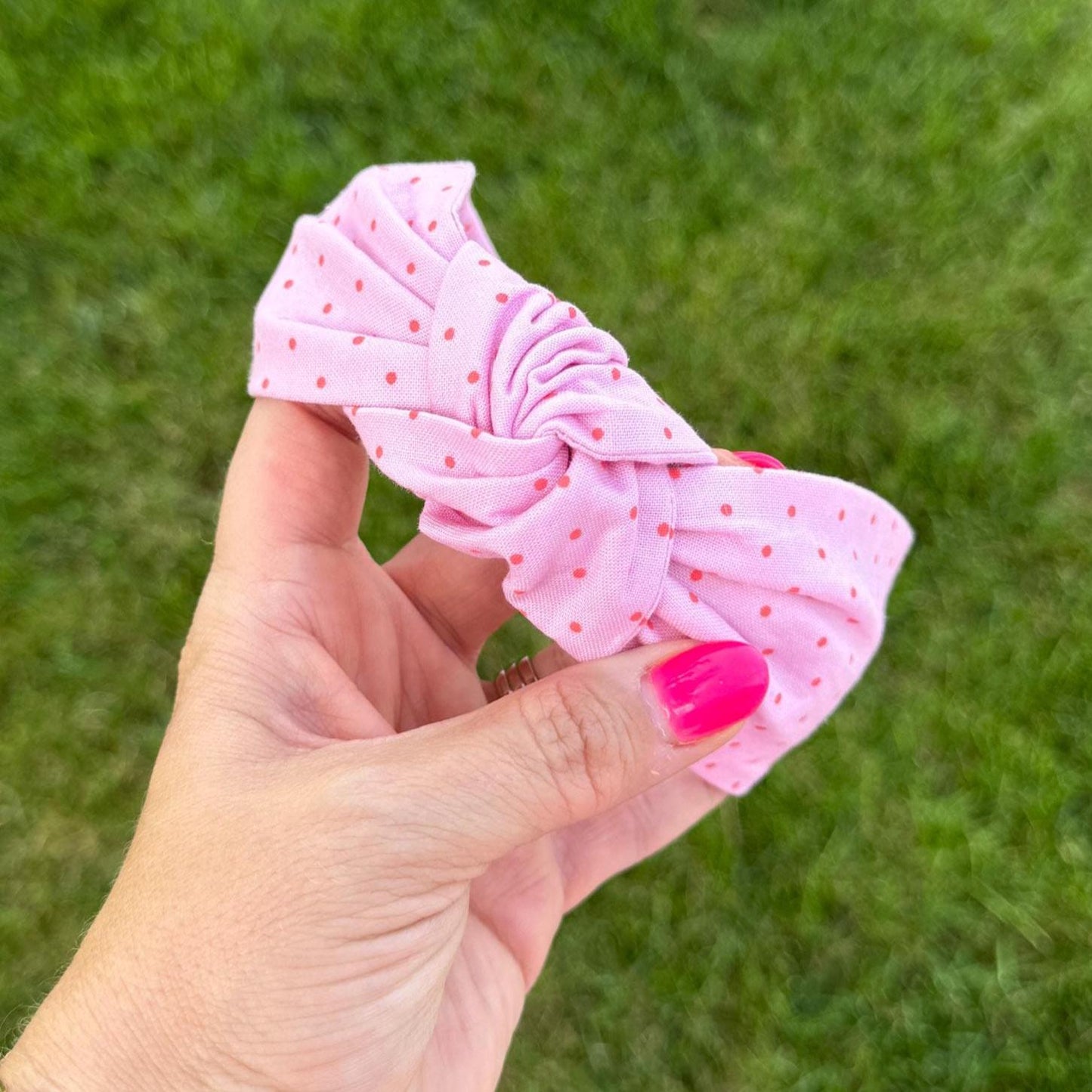 Light Pink & Red Micro Dot Headband