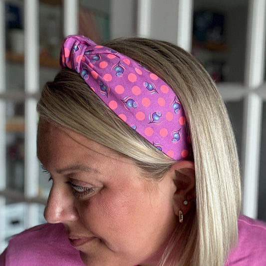 Purple and Neon Orange Floral Headband