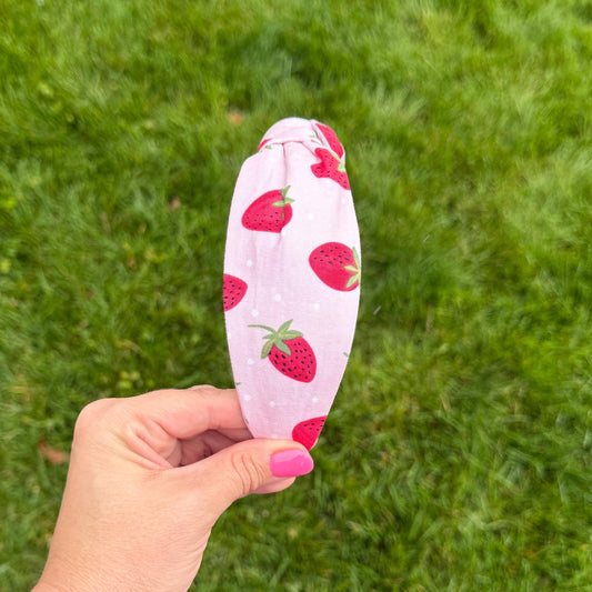 Strawberry and Pink Topknot Headband
