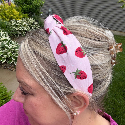 Strawberry and Pink Topknot Headband