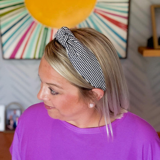 Navy Blue & White Headband