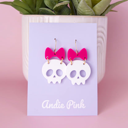 Skull and Bow Halloween Earrings