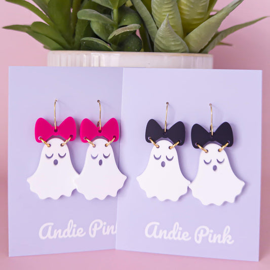 Ghost Bow Halloween Earrings