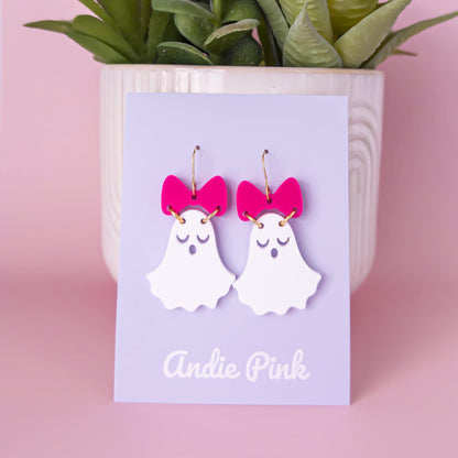 Ghost Bow Halloween Earrings