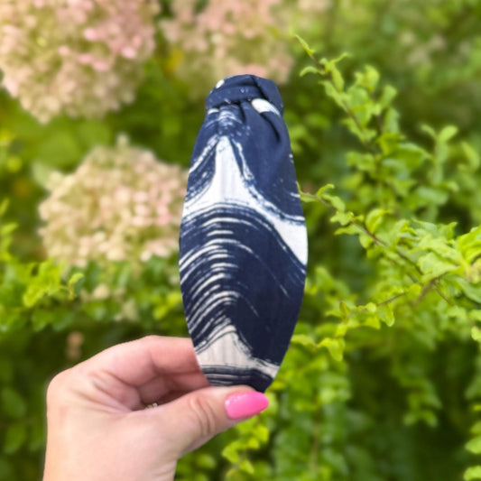 Navy Blue and White Headband