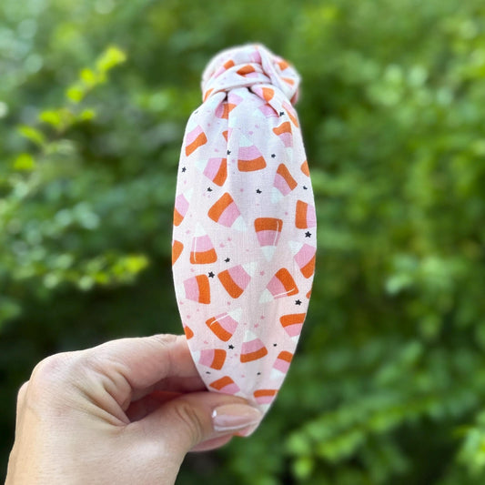 Pink Candy Corn Topknot Headband | Halloween Headband