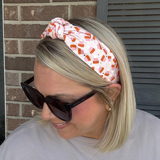Pink Candy Corn Topknot Headband | Halloween Headband