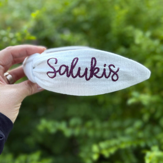 Southern Illinois Salukis Embroidered Topkknot Headband