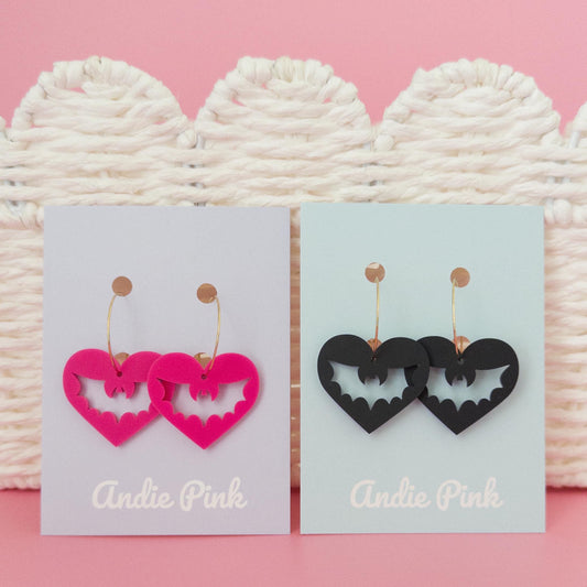 Heart Bat Halloween Earrings