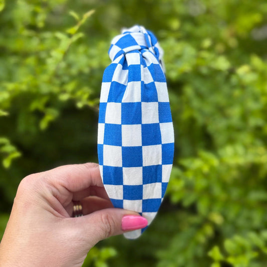 Royal Blue and White Headband