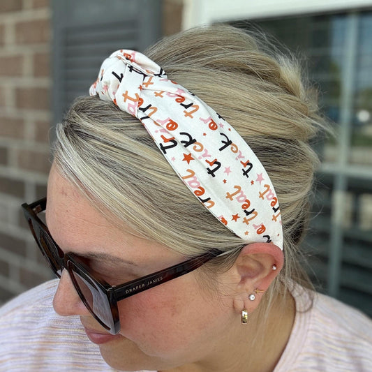 Fun Trick or Treat Halloween Topknot Headband, Comfortable Topknot Headband, Women & Girls (age 5+)
