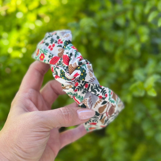 Cream Christmastide Headbands | Made with Rifle Paper Company Fabric
