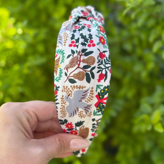 Cream Christmastide Headbands | Made with Rifle Paper Company Fabric