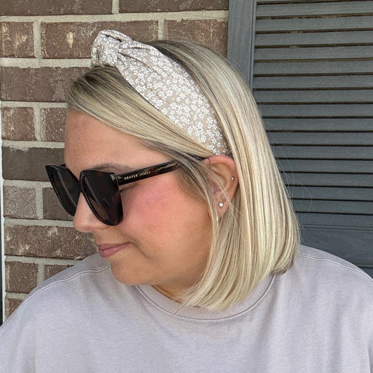 Beige Fall Floral Topknot Headband