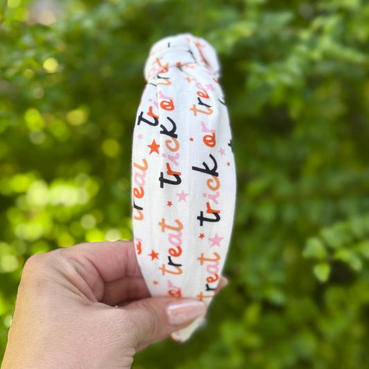 Fun Trick or Treat Halloween Topknot Headband