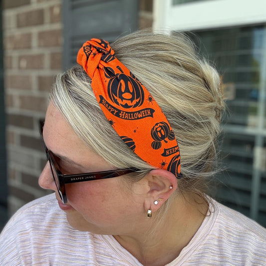 Mouse Halloween Headband, Topknot Headband, Pumpkins and Ghosts, Comfortable Topknot Headband, Women & Girls (age 5+)