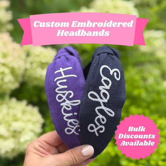 Custom Embroidered Topknot Headband