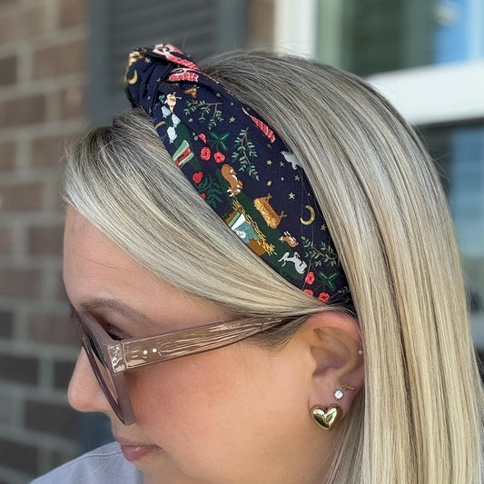 Navy & Gold Nativity Topknot Headband | Made with Rifle Paper Company Fabric