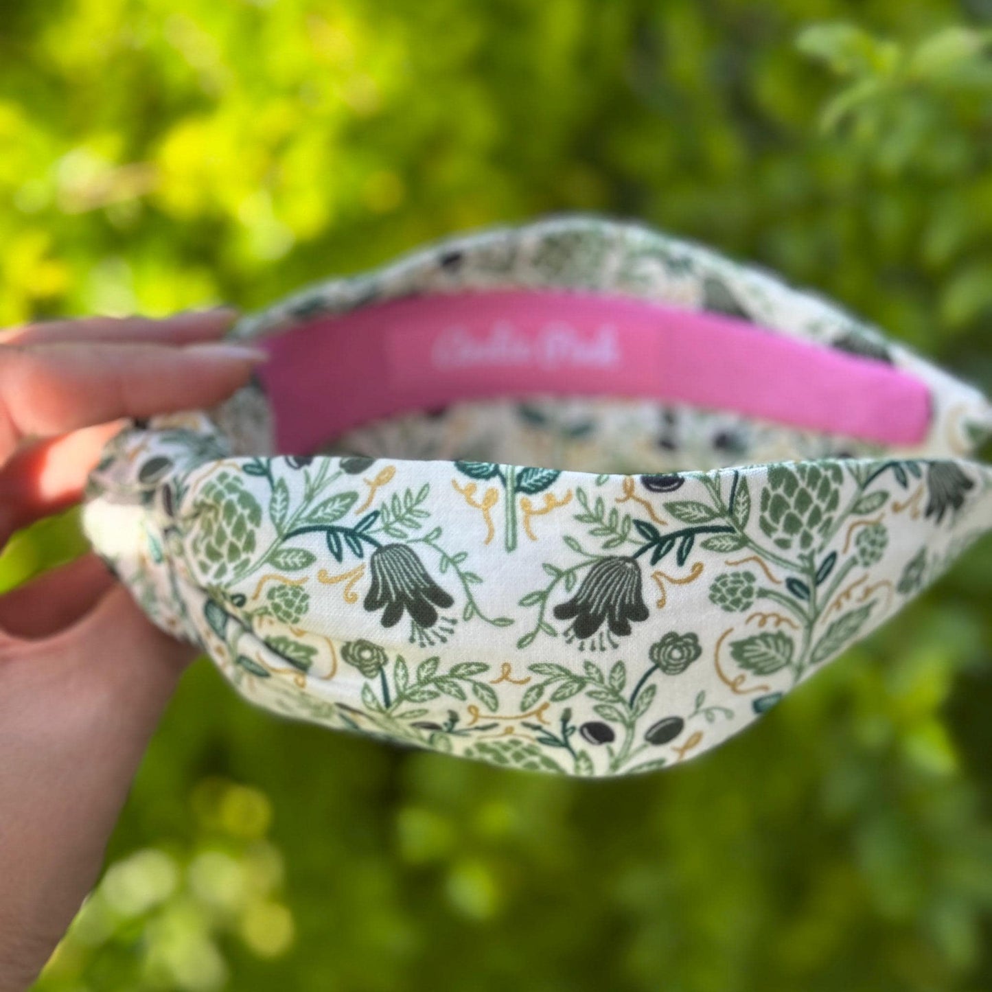 Green & Gold Artichoke Topknot Headband | Made with Rifle Paper Company Fabric