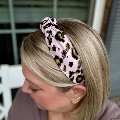 Pink and Gold Leopard Print Headbandded headband