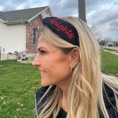 Knights Embroidered Topknot Headband