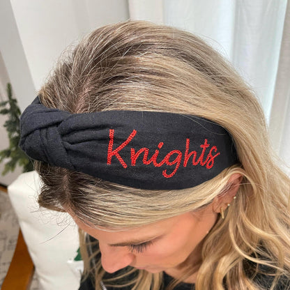 Knights Embroidered Topknot Headband