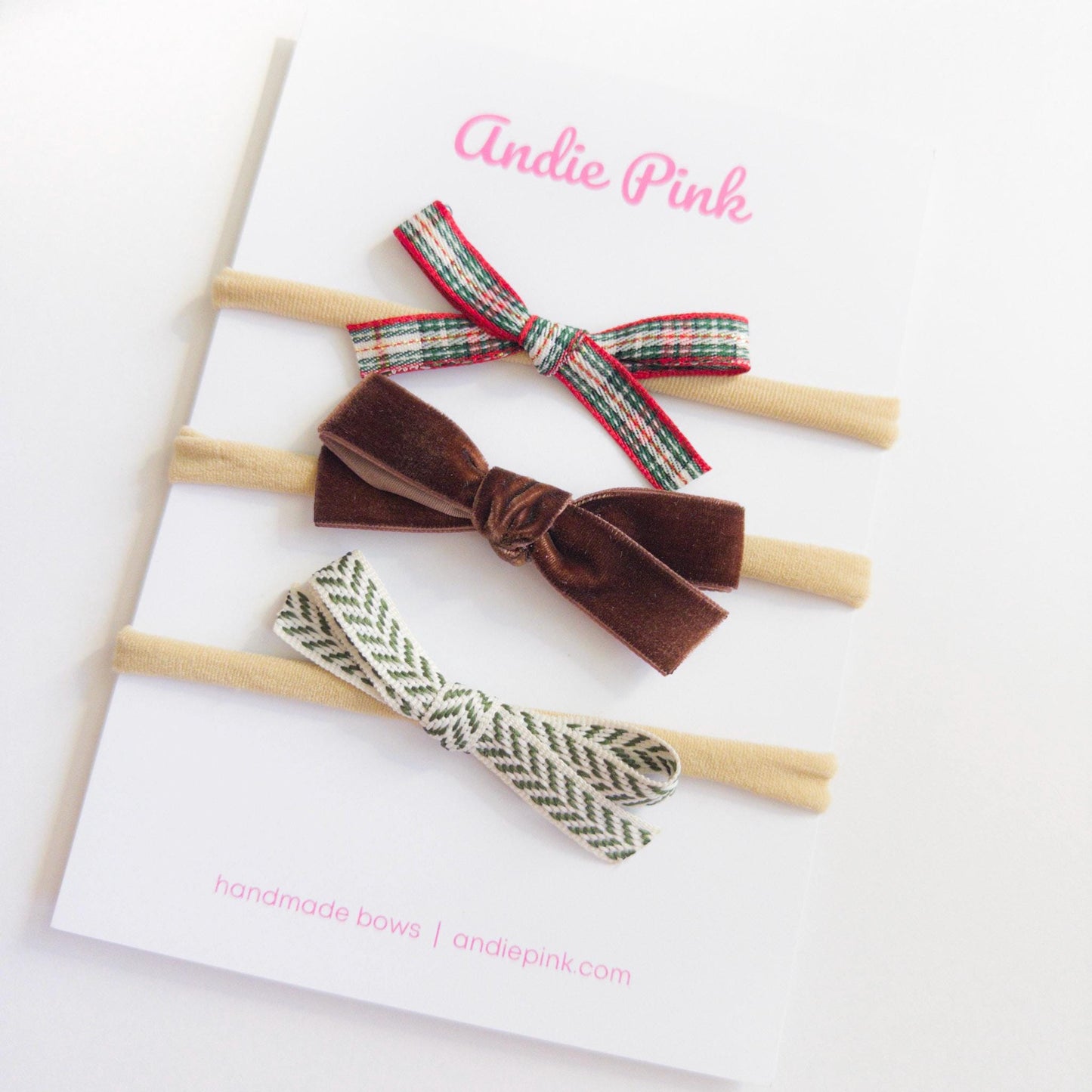 Green and Ivory Hair Bows for Toddlers & Babies