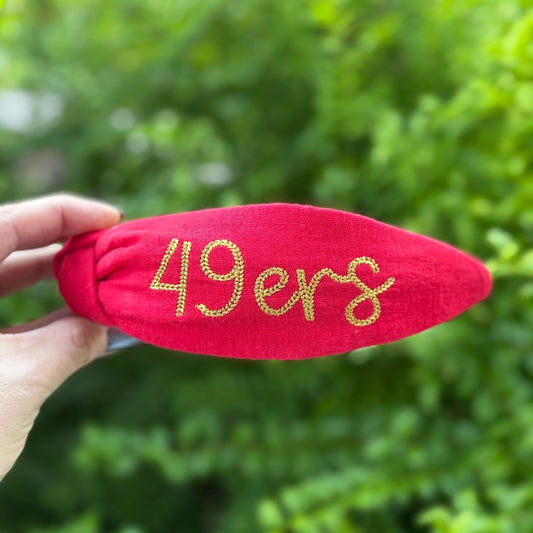49ers Embroidered Topknot Headband