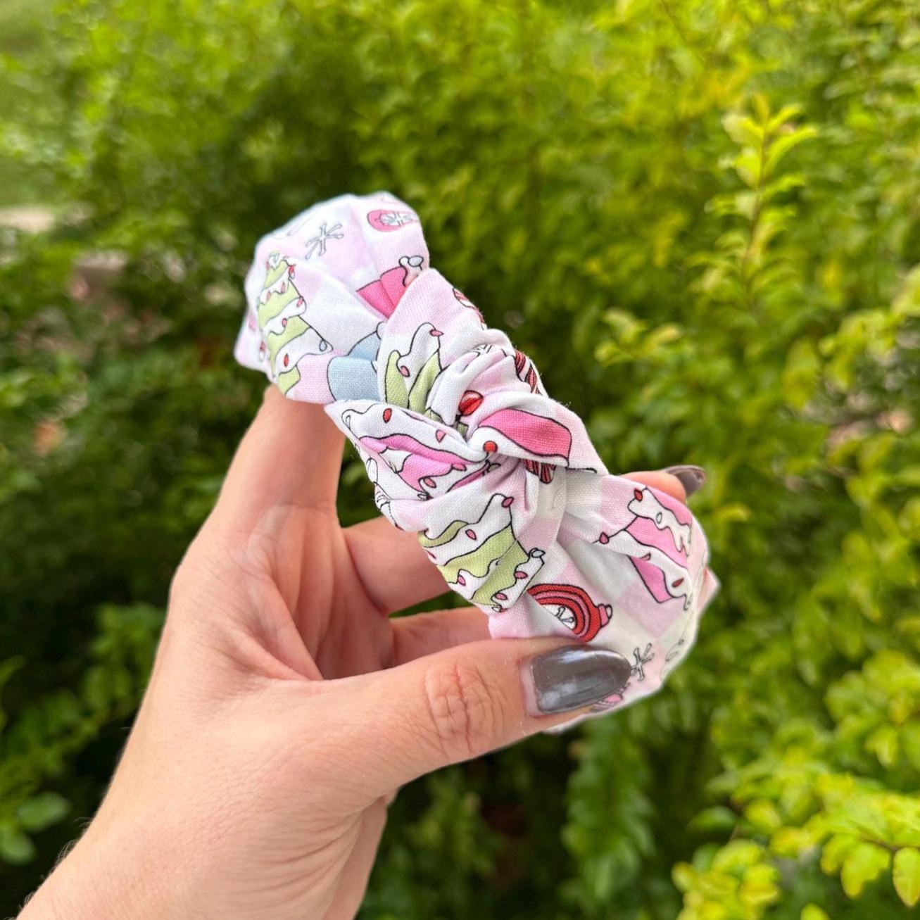 Pink Checkered Christmas Santa Headband