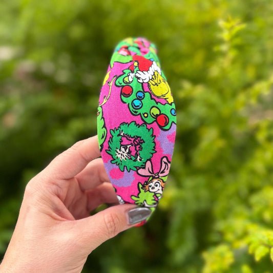 Pink Grinch Christmas Headband