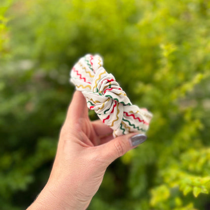 Striped Christmas Holiday Headband with Rifle Paper Co. fabric