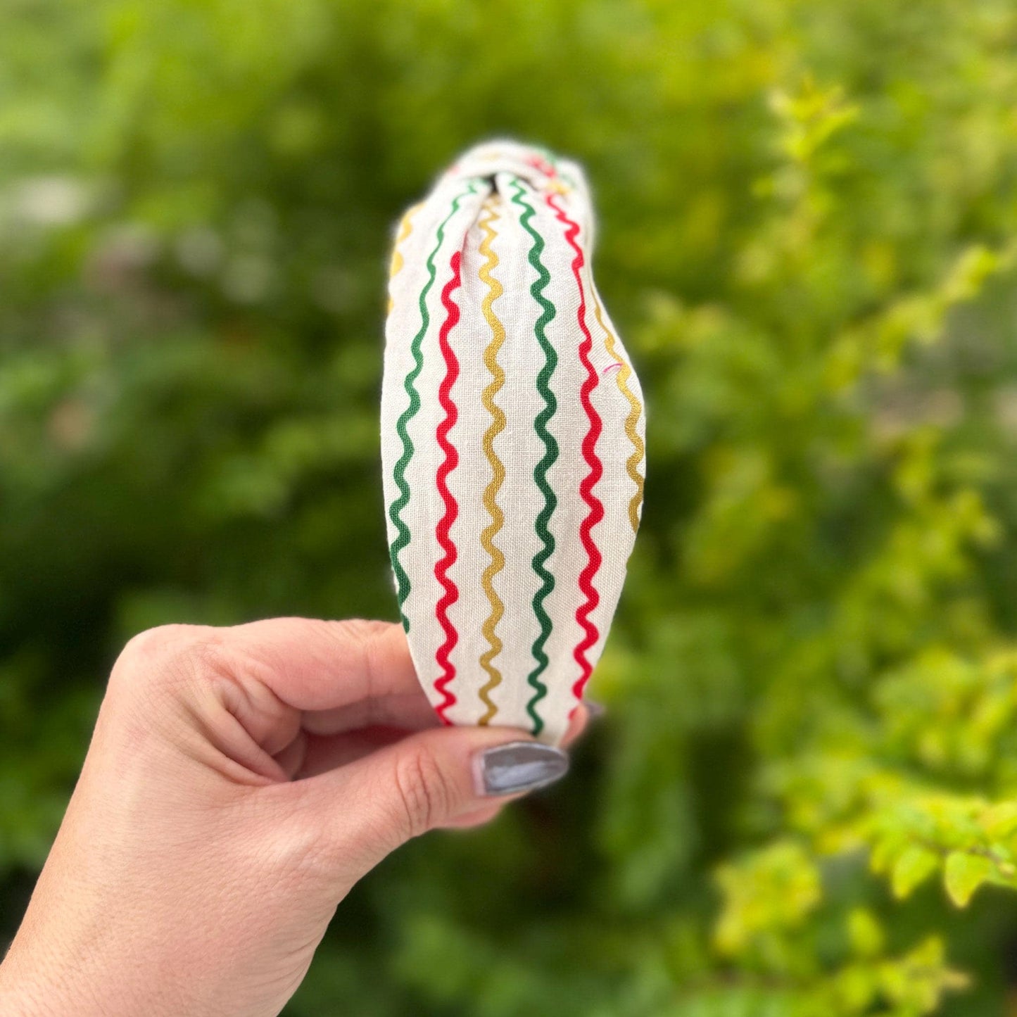 Striped Christmas Holiday Headband with Rifle Paper Co. fabric