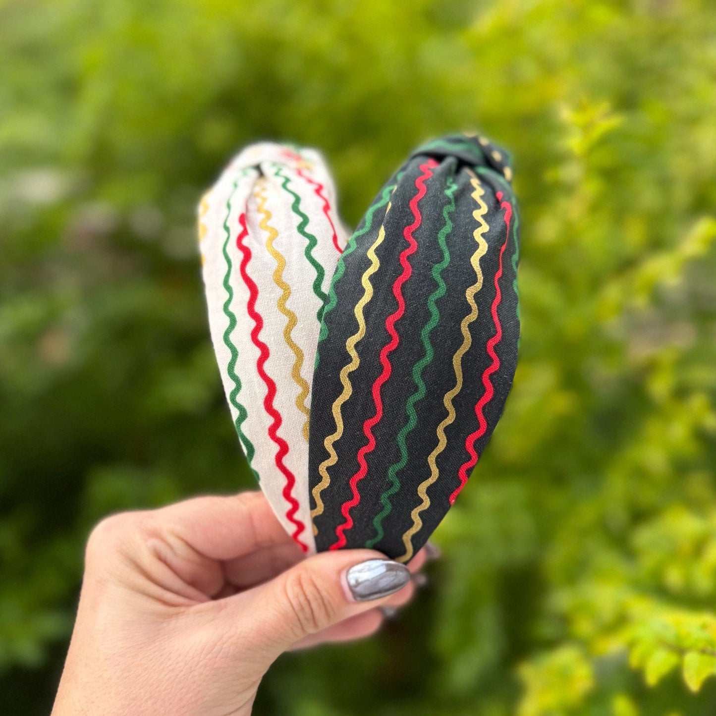 Striped Christmas Holiday Headband with Rifle Paper Co. fabric