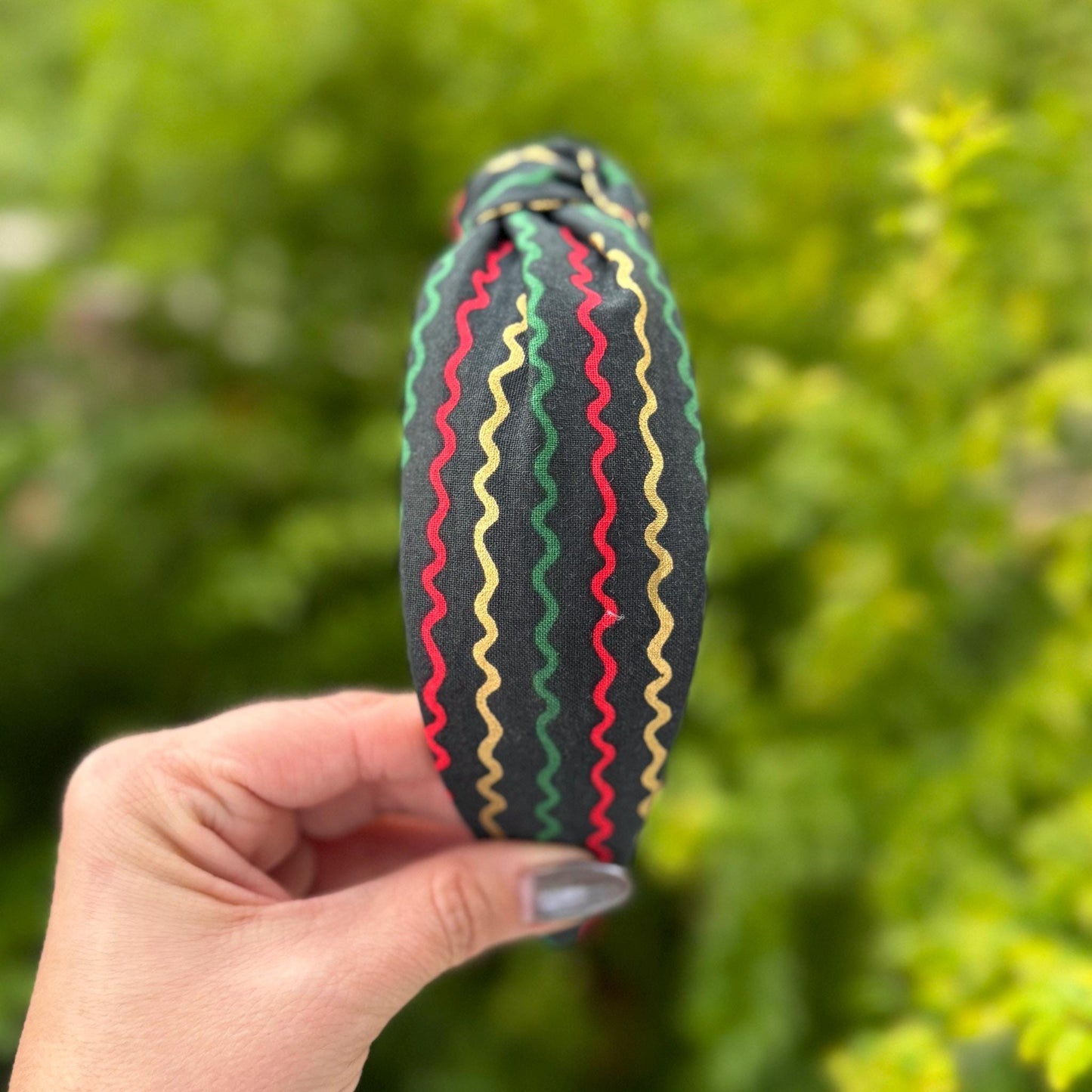 Striped Christmas Holiday Headband with Rifle Paper Co. fabric