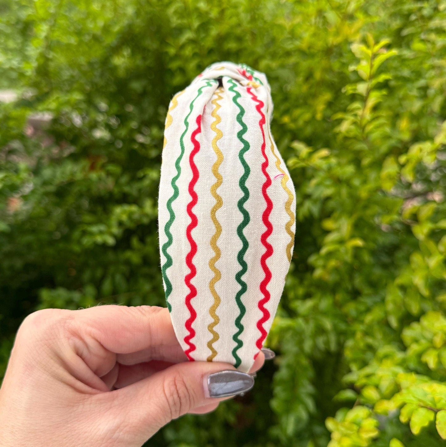 Striped Christmas Holiday Headband with Rifle Paper Co. fabric