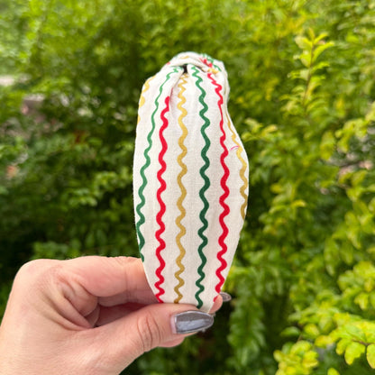 Striped Christmas Holiday Headband with Rifle Paper Co. fabric