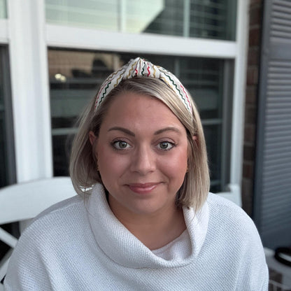 Striped Christmas Holiday Headband with Rifle Paper Co. fabric