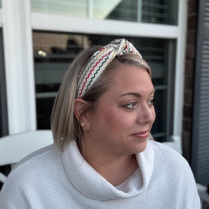 Striped Christmas Holiday Headband with Rifle Paper Co. fabric