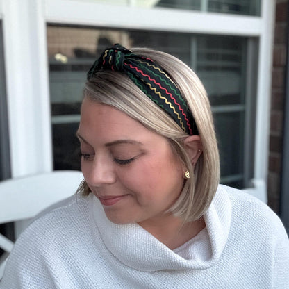 Striped Christmas Holiday Headband with Rifle Paper Co. fabric