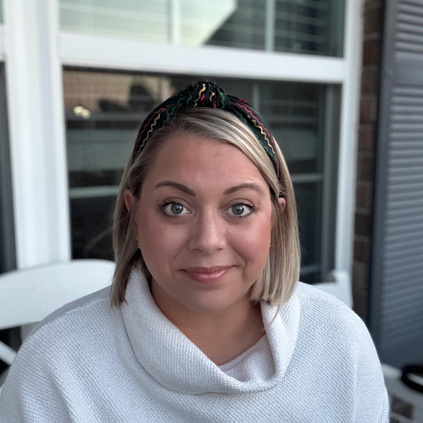 Striped Christmas Holiday Headband with Rifle Paper Co. fabric