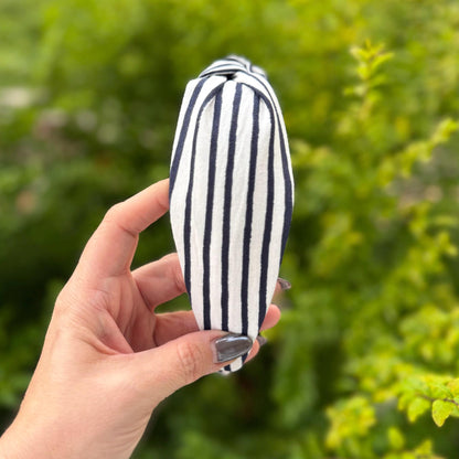 Navy & White Striped Headband Made with Rifle Paper Co. Fabric