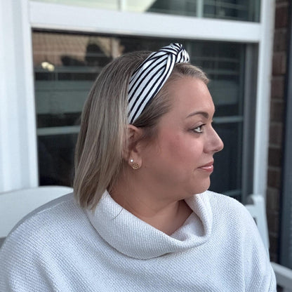 Navy & White Striped Headband Made with Rifle Paper Co. Fabric