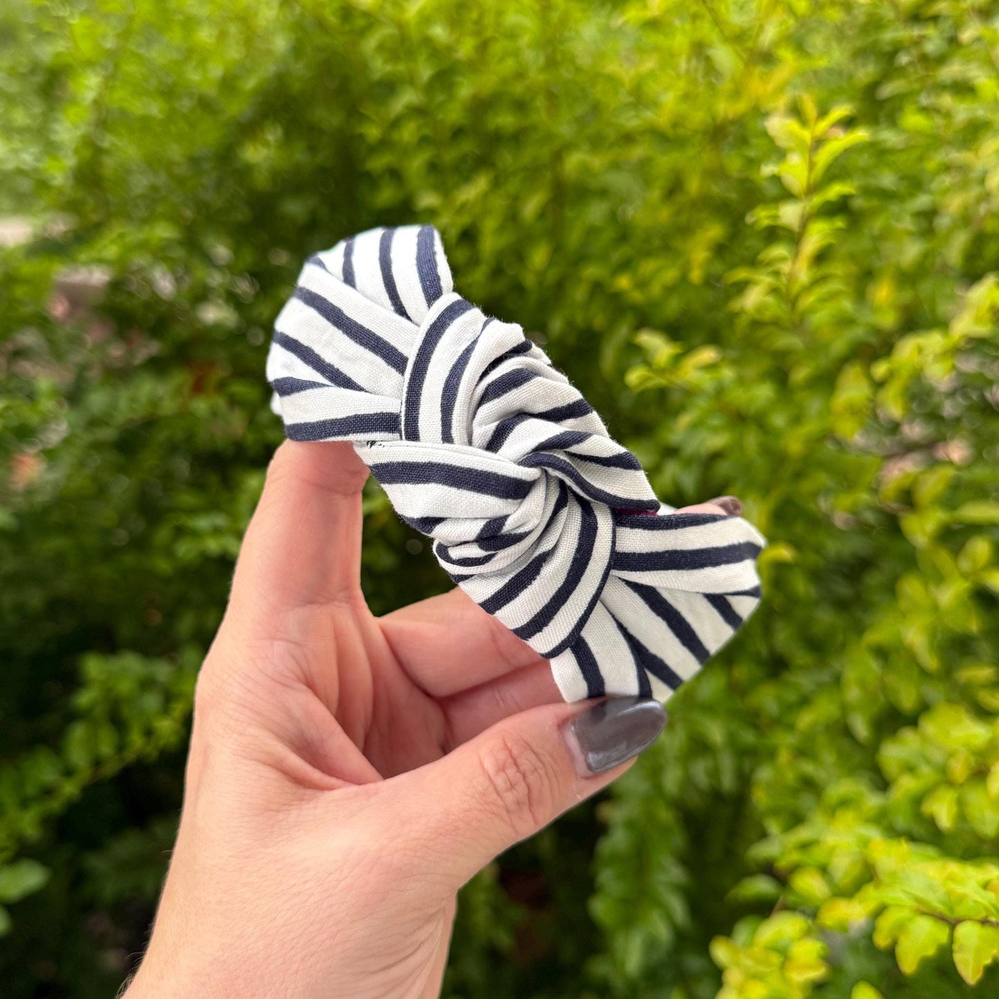 Navy & White Striped Headband Made with Rifle Paper Co. Fabric