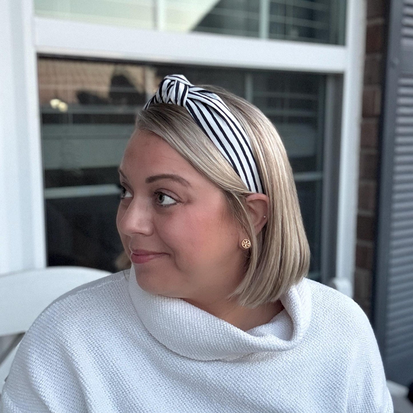 Navy & White Striped Headband Made with Rifle Paper Co. Fabric