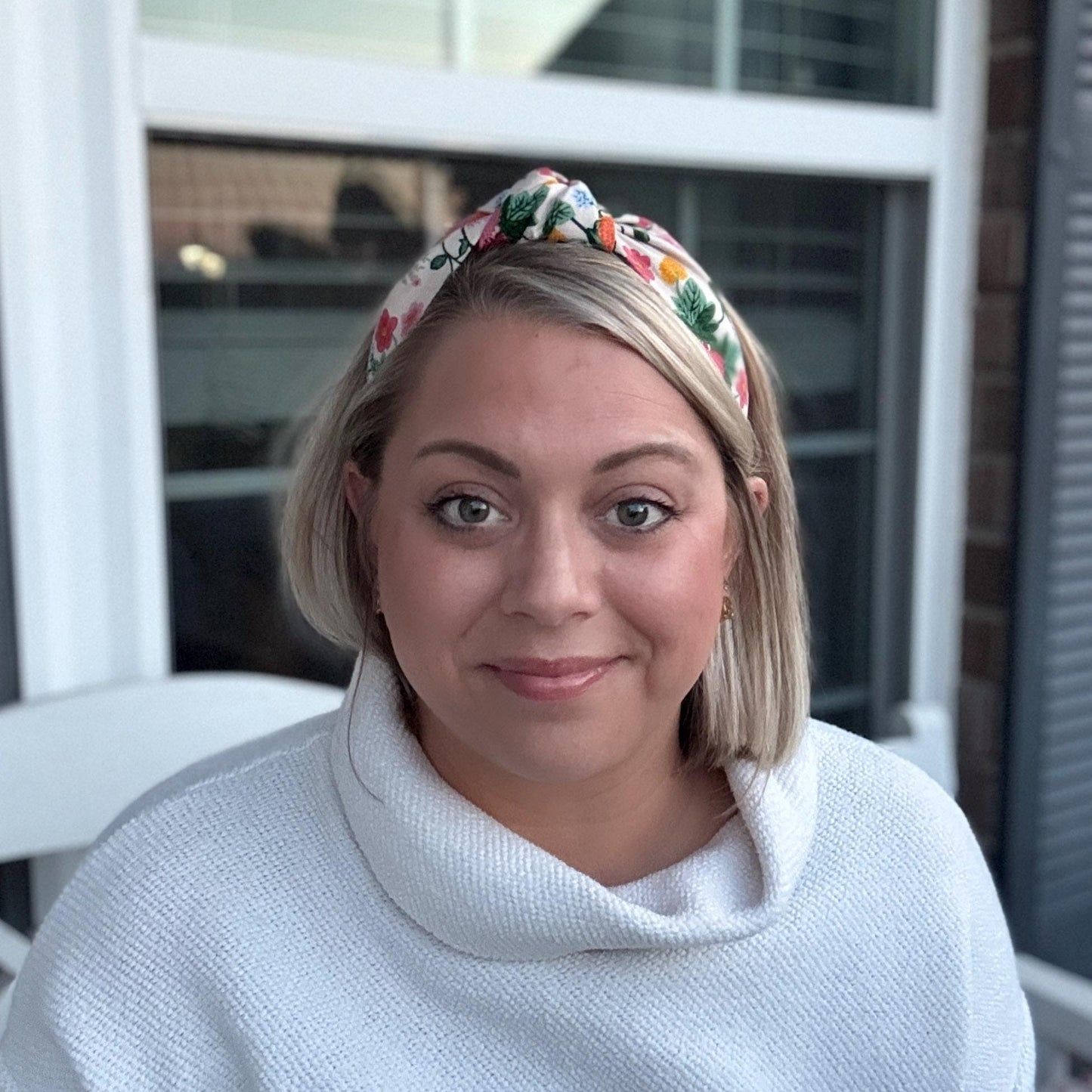 Dahlia Floral Topknot Headband made with Rifle Paper Co. fabric