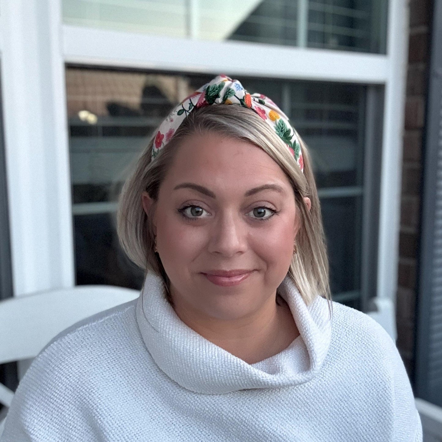 Dahlia Floral Topknot Headband made with Rifle Paper Co. fabric