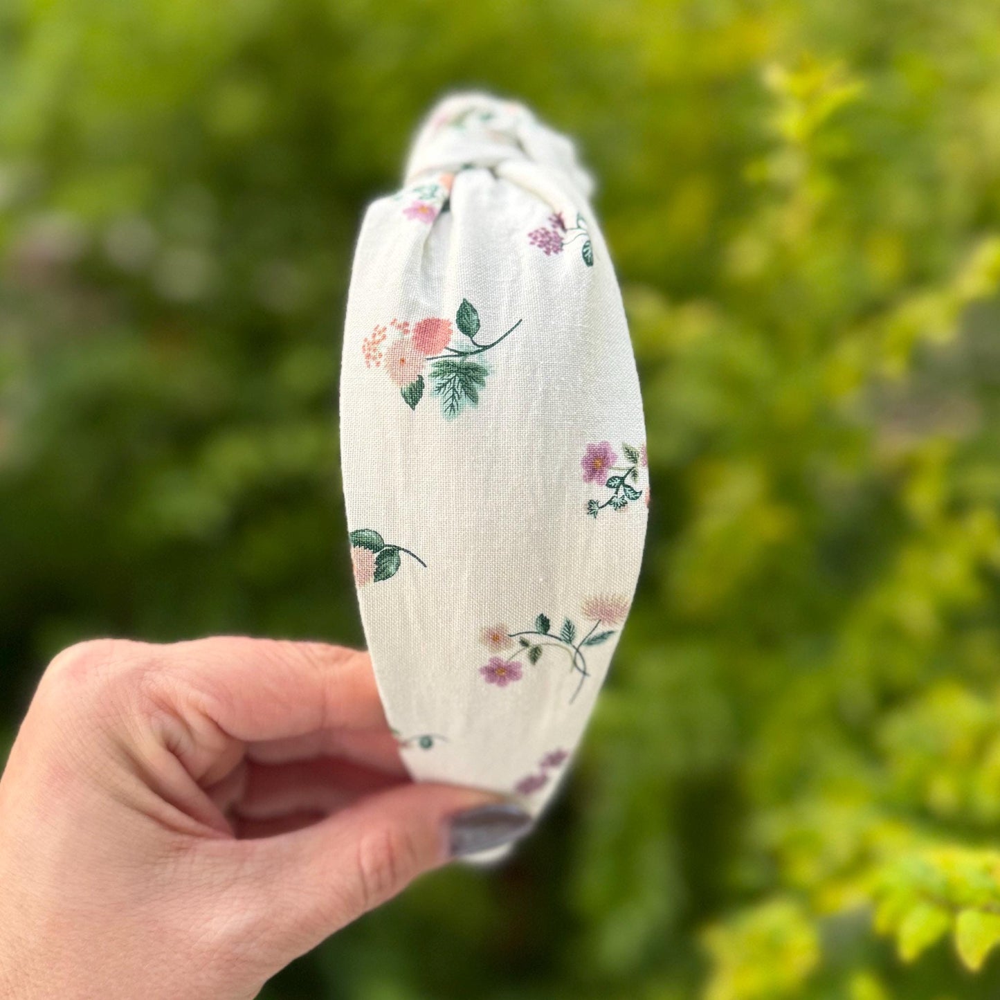 Dahlia Micro Floral Print Headband with Rifle Paper Co. fabric