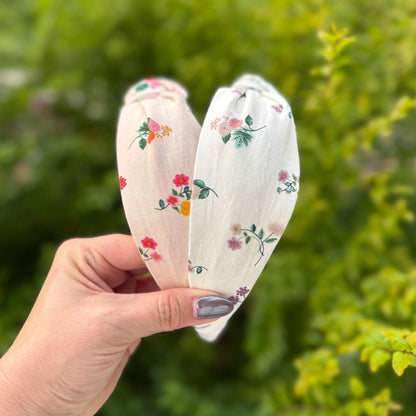 Dahlia Micro Floral Print Headband with Rifle Paper Co. fabric