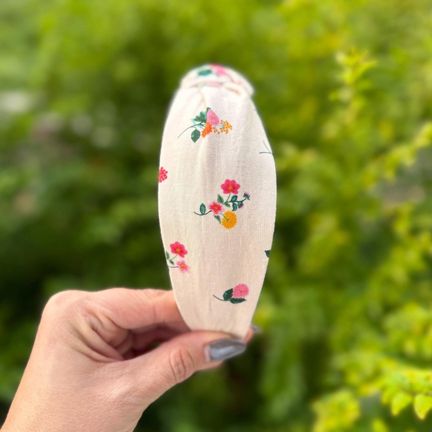 Dahlia Micro Floral Print Headband with Rifle Paper Co. fabric