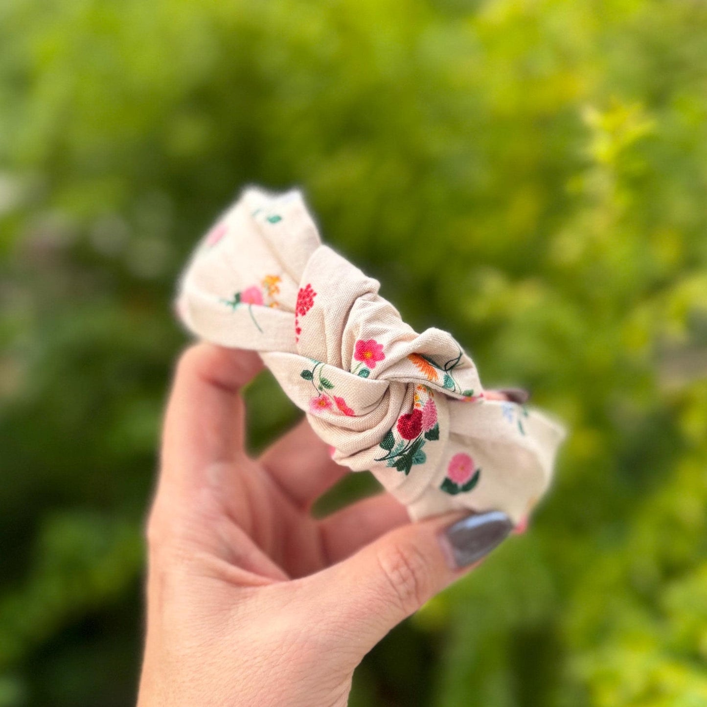 Dahlia Micro Floral Print Headband with Rifle Paper Co. fabric